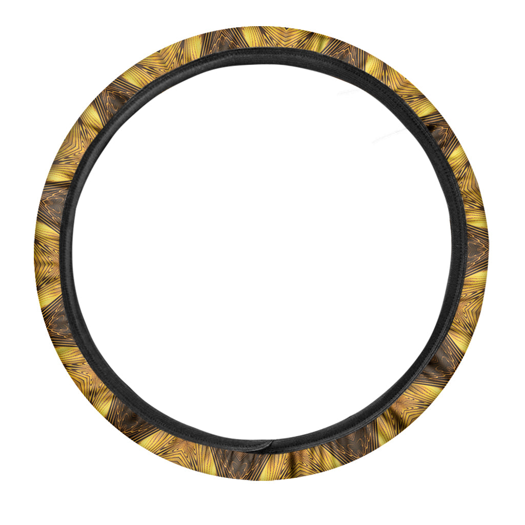 Golden Kaleidoscope Print Car Steering Wheel Cover