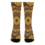 Golden Kaleidoscope Print Crew Socks