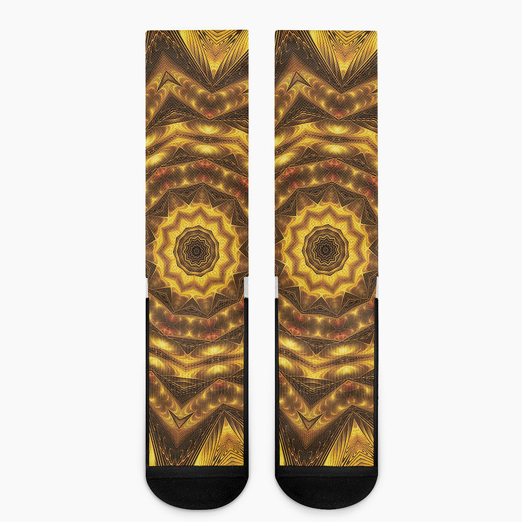 Golden Kaleidoscope Print Crew Socks