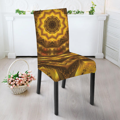 Golden Kaleidoscope Print Dining Chair Slipcover