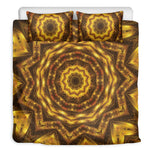 Golden Kaleidoscope Print Duvet Cover Bedding Set