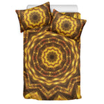 Golden Kaleidoscope Print Duvet Cover Bedding Set