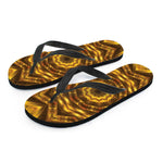 Golden Kaleidoscope Print Flip Flops