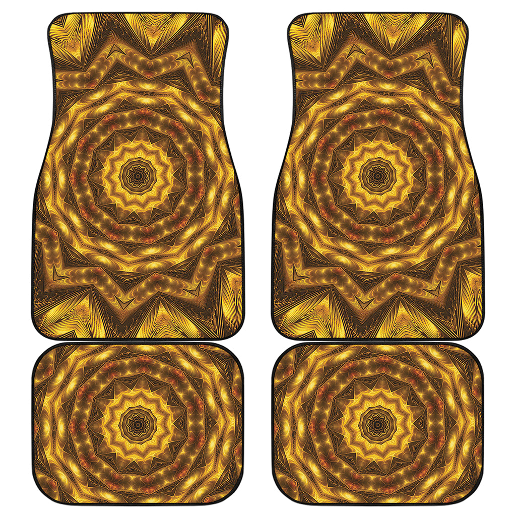 Golden Kaleidoscope Print Front and Back Car Floor Mats