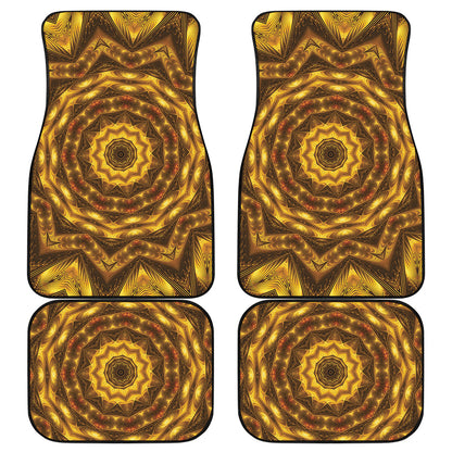 Golden Kaleidoscope Print Front and Back Car Floor Mats