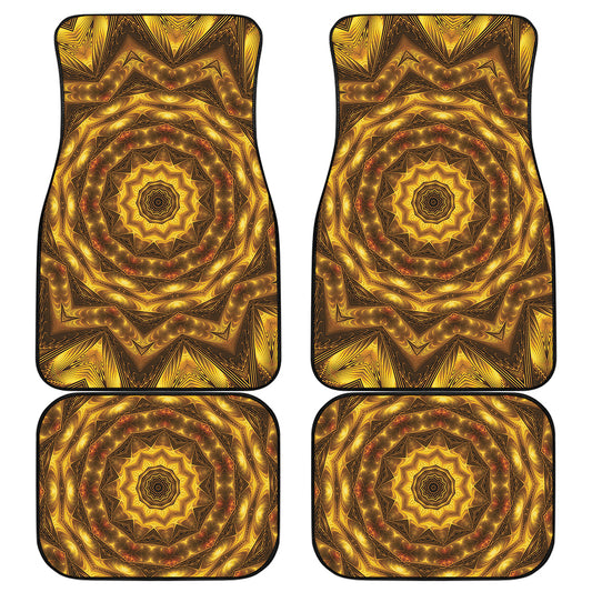 Golden Kaleidoscope Print Front and Back Car Floor Mats