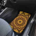Golden Kaleidoscope Print Front and Back Car Floor Mats