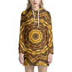 Golden Kaleidoscope Print Hoodie Dress