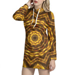 Golden Kaleidoscope Print Hoodie Dress