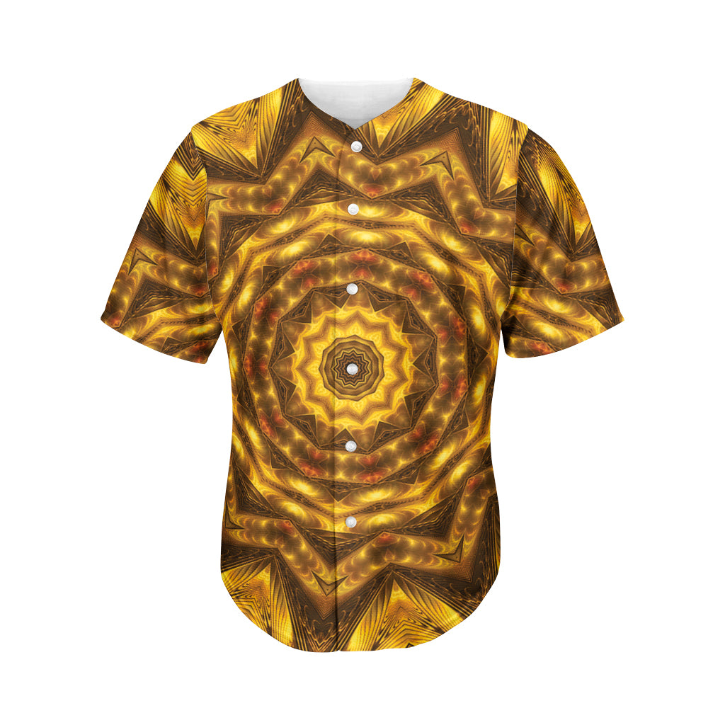 Golden Kaleidoscope Print Men's Baseball Jersey