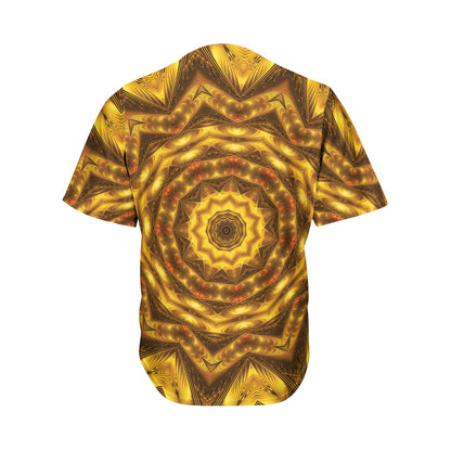 Golden Kaleidoscope Print Men's Baseball Jersey