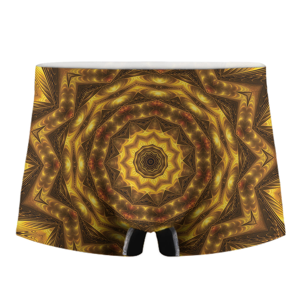 Golden Kaleidoscope Print Men's Boxer Briefs