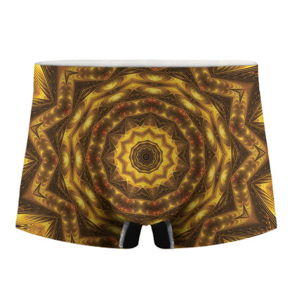 Golden Kaleidoscope Print Men's Boxer Briefs