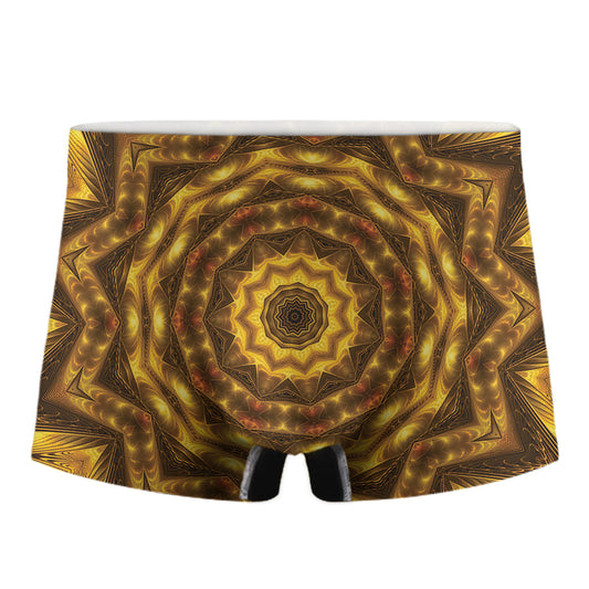 Golden Kaleidoscope Print Men's Boxer Briefs