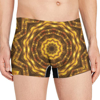 Golden Kaleidoscope Print Men's Boxer Briefs