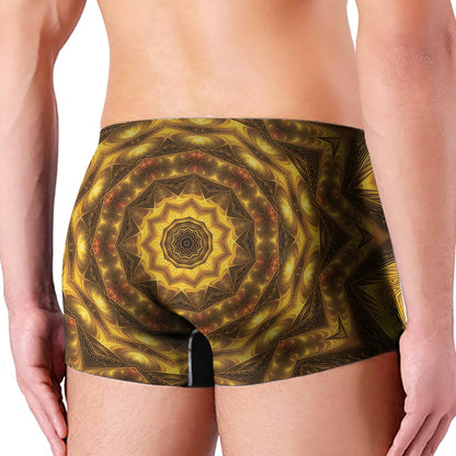 Golden Kaleidoscope Print Men's Boxer Briefs