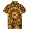 Golden Kaleidoscope Print Men's Short Sleeve Shirt