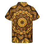 Golden Kaleidoscope Print Men's Short Sleeve Shirt