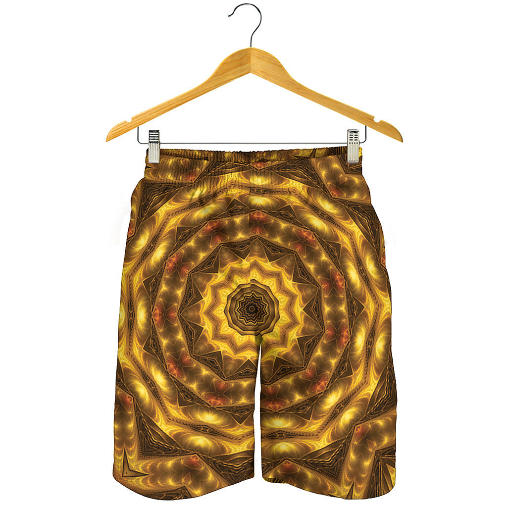 Golden Kaleidoscope Print Men's Shorts