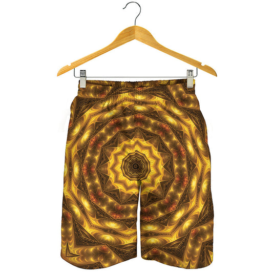 Golden Kaleidoscope Print Men's Shorts