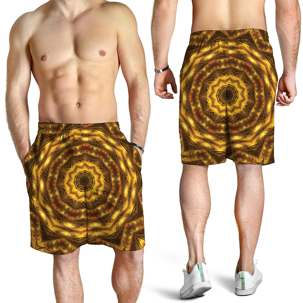 Golden Kaleidoscope Print Men's Shorts
