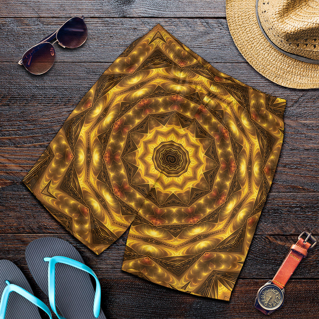 Golden Kaleidoscope Print Men's Shorts