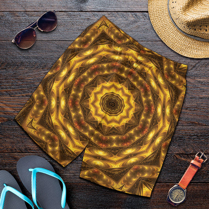 Golden Kaleidoscope Print Men's Shorts