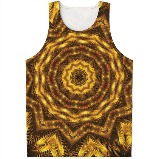 Golden Kaleidoscope Print Men's Tank Top