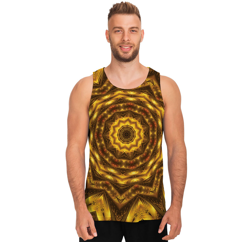 Golden Kaleidoscope Print Men's Tank Top