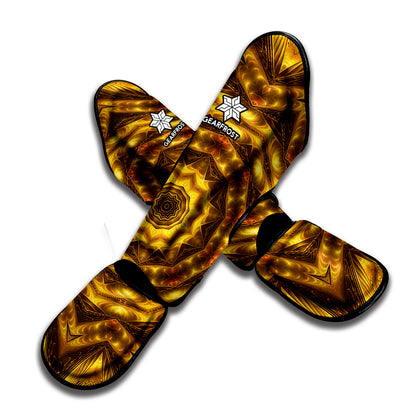 Golden Kaleidoscope Print Muay Thai Shin Guard