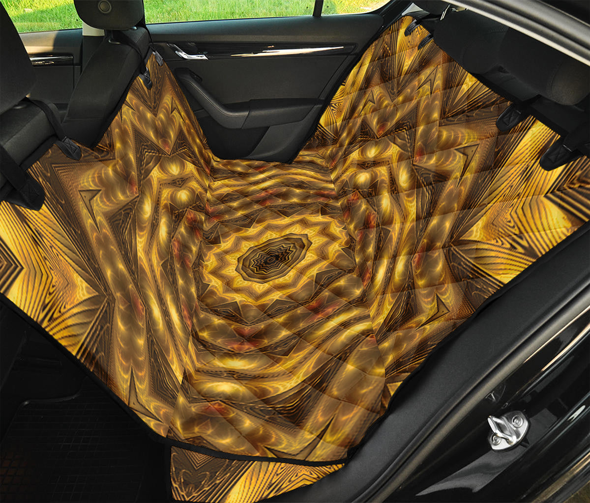 Golden Kaleidoscope Print Pet Car Back Seat Cover