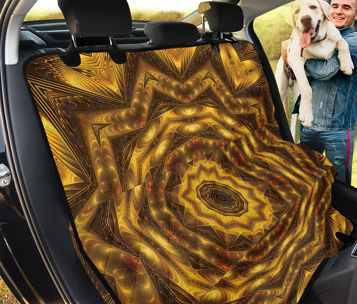 Golden Kaleidoscope Print Pet Car Back Seat Cover
