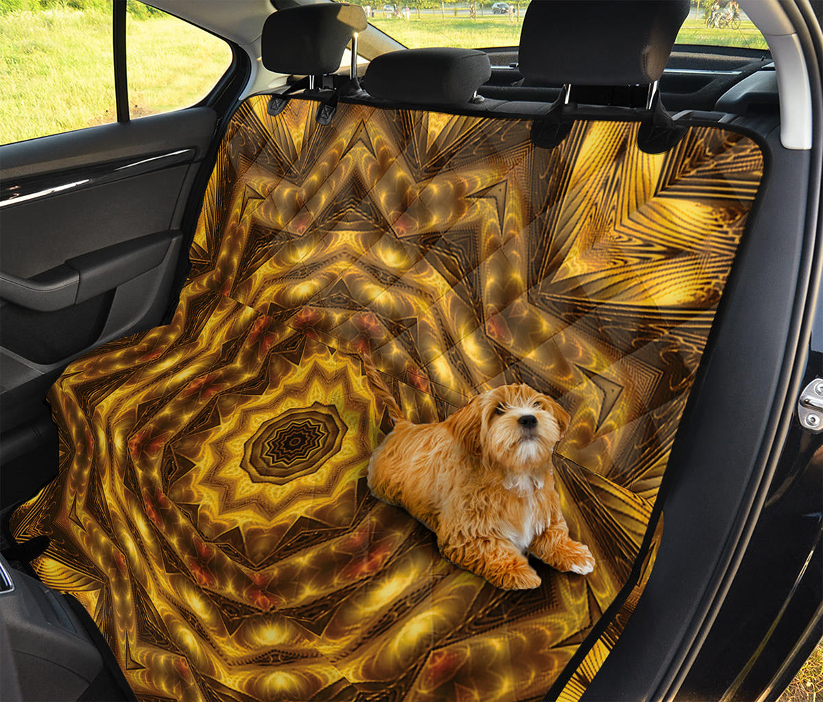 Golden Kaleidoscope Print Pet Car Back Seat Cover