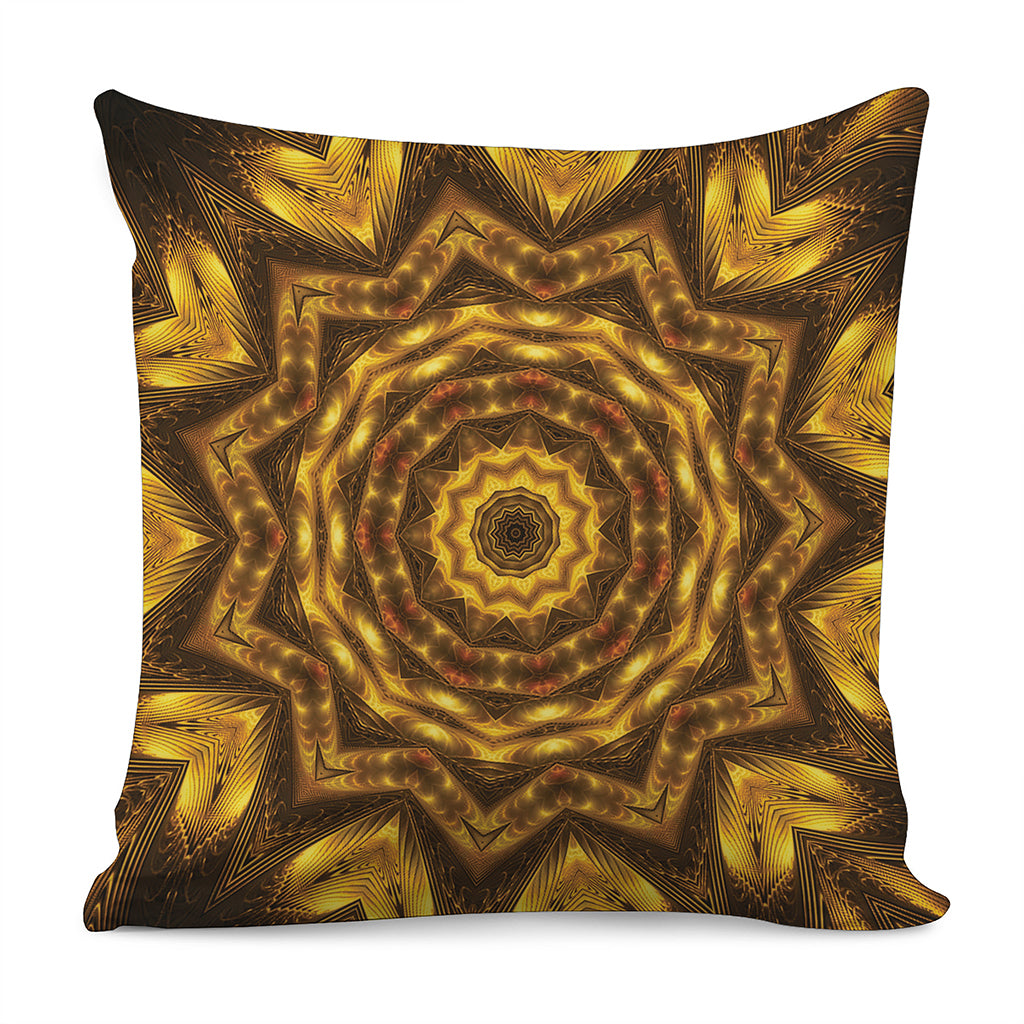 Golden Kaleidoscope Print Pillow Cover