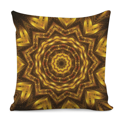 Golden Kaleidoscope Print Pillow Cover