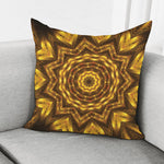 Golden Kaleidoscope Print Pillow Cover