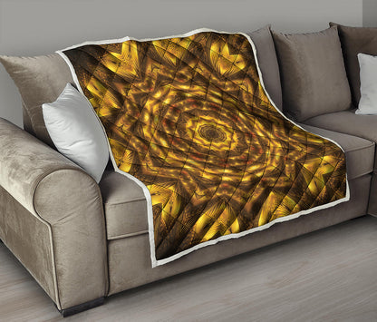 Golden Kaleidoscope Print Quilt