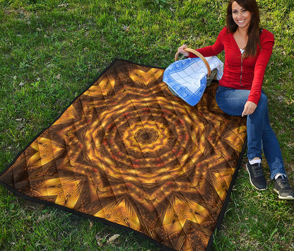 Golden Kaleidoscope Print Quilt
