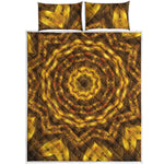 Golden Kaleidoscope Print Quilt Bed Set
