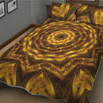 Golden Kaleidoscope Print Quilt Bed Set