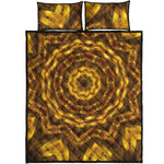 Golden Kaleidoscope Print Quilt Bed Set