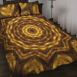 Golden Kaleidoscope Print Quilt Bed Set