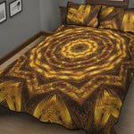 Golden Kaleidoscope Print Quilt Bed Set
