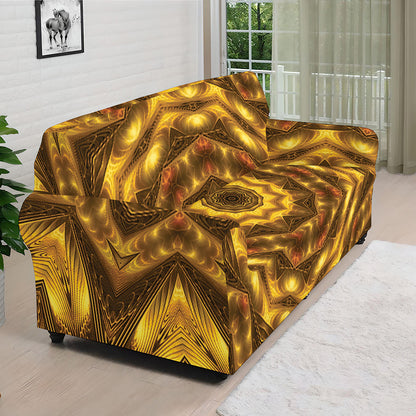 Golden Kaleidoscope Print Sofa Cover