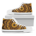 Golden Kaleidoscope Print White High Top Sneakers