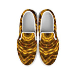 Golden Kaleidoscope Print White Slip On Shoes