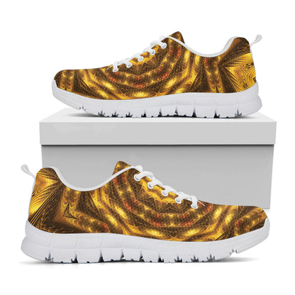 Golden Kaleidoscope Print White Sneakers