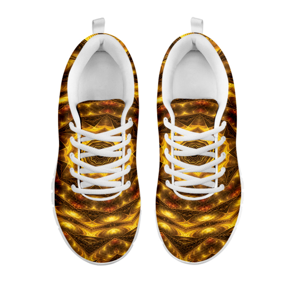 Golden Kaleidoscope Print White Sneakers