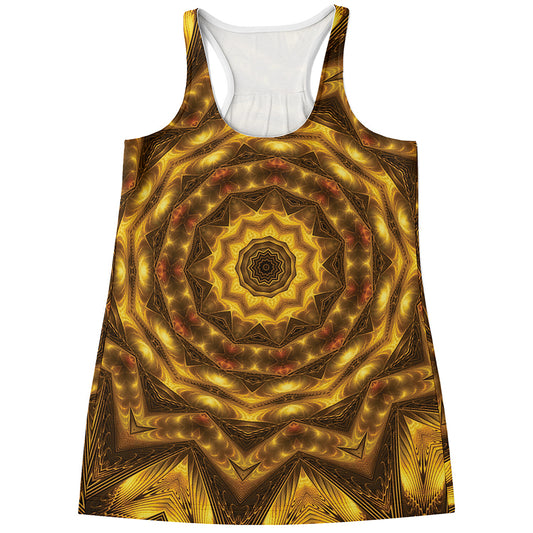 Golden Kaleidoscope Print Women's Racerback Tank Top