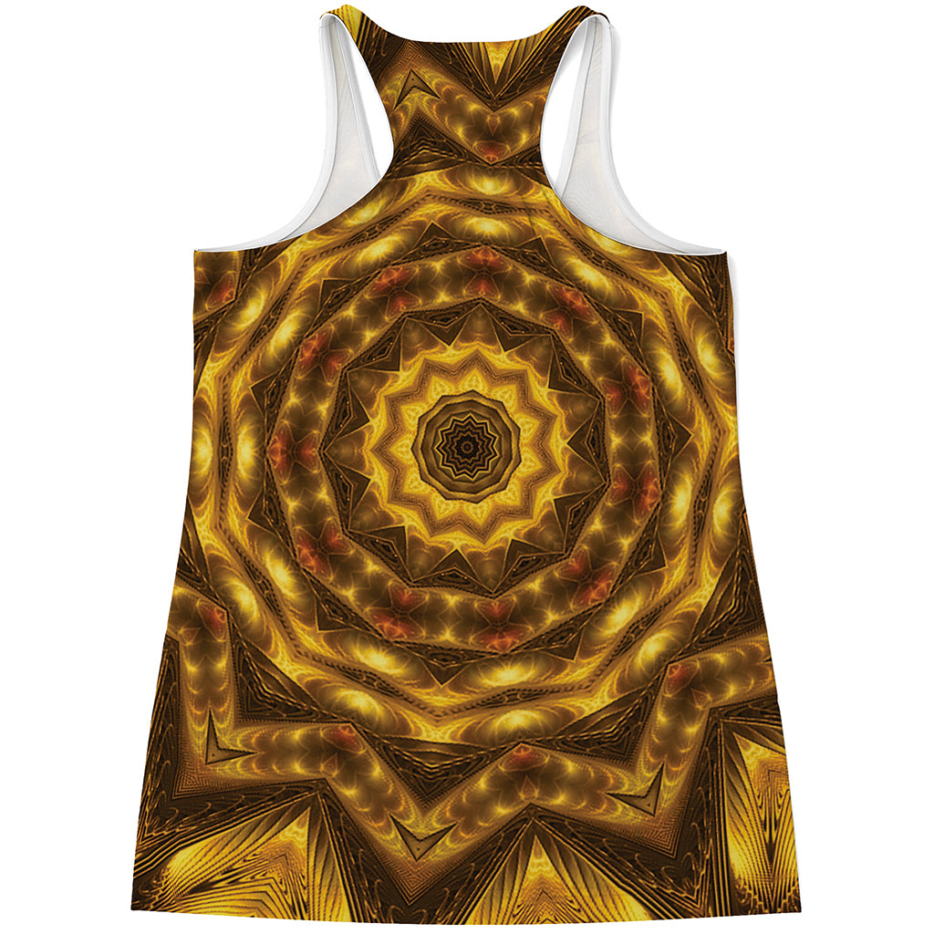 Golden Kaleidoscope Print Women's Racerback Tank Top